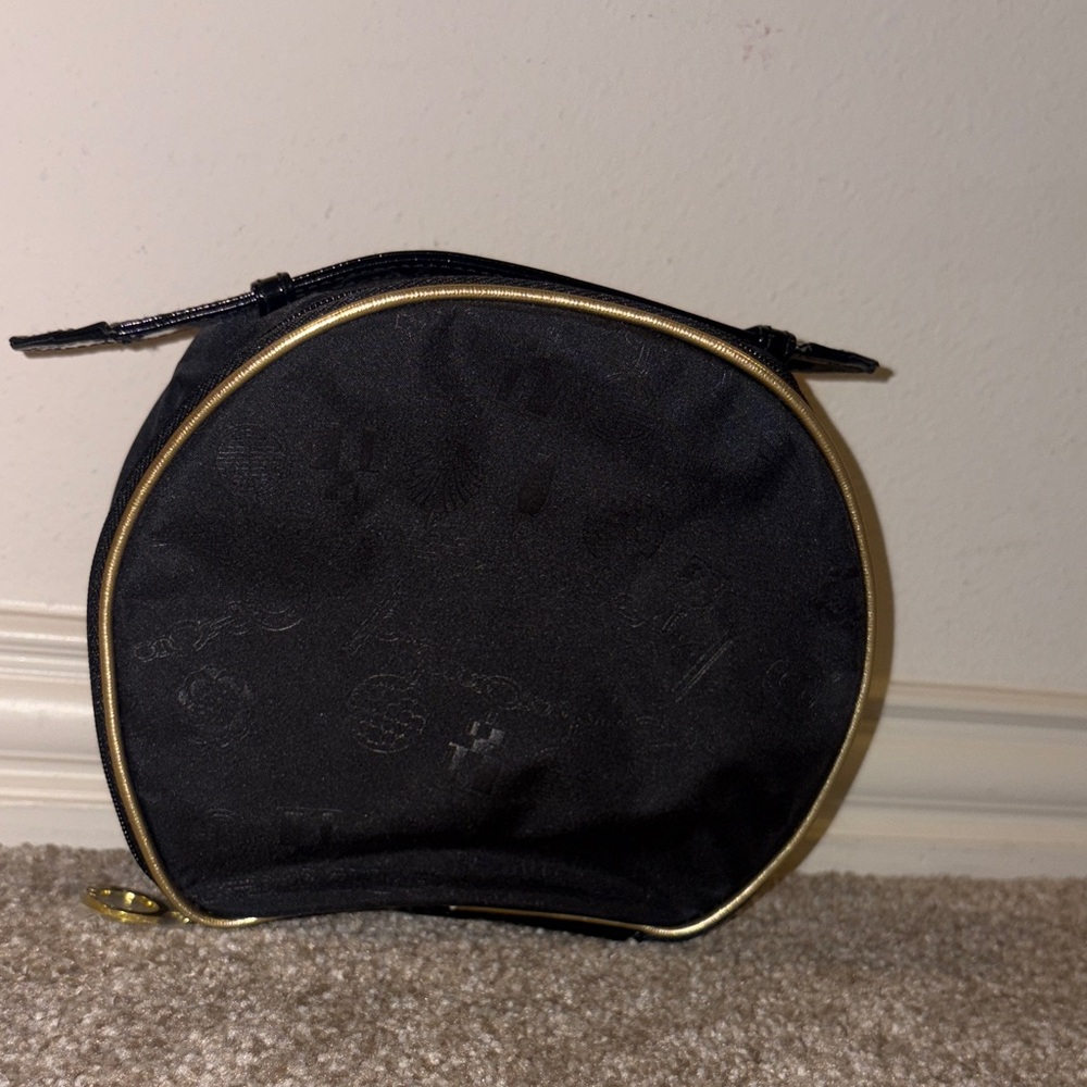 Estee Lauder Elegant Black Pouch with Gold Accents